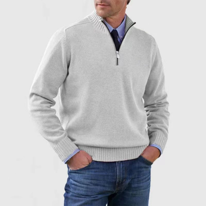 Men’s Half-Zip Sweater | Knitted Pullover with Stand Collar