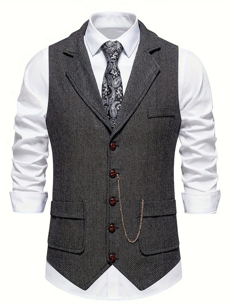 Lennard | Men’s Herringbone Vest | Classic Fit