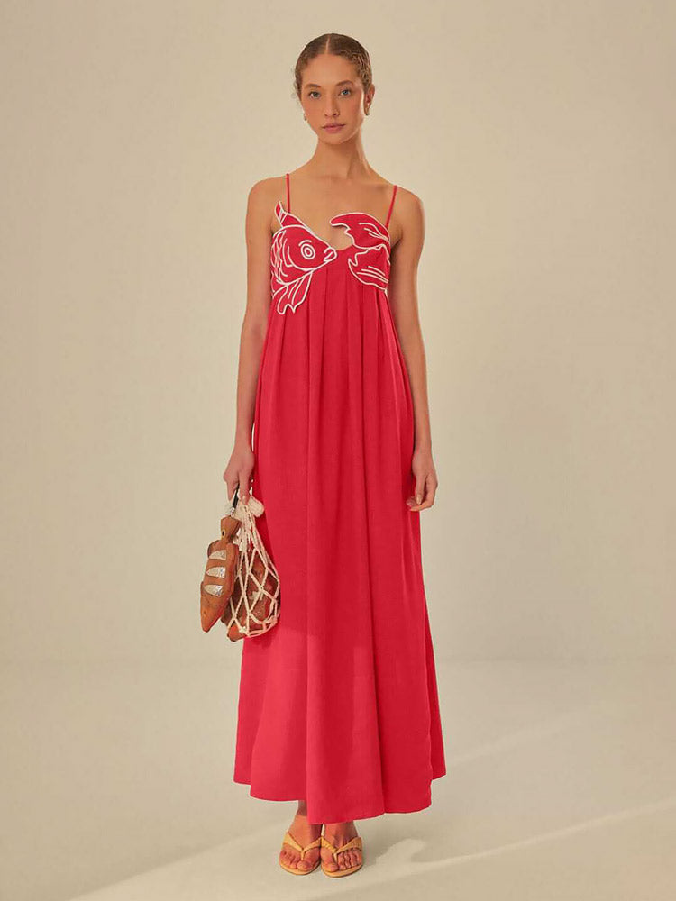 Carissa | Women’s Embroidered Maxi Dress | Asymmetric & Vibrant