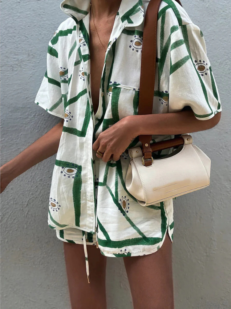 Tahlia | Women’s Shorts Set | Printed Drawstring Relaxed