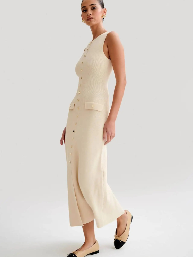 Elanora | Women’s Maxi Dress | Knitted Button-Up