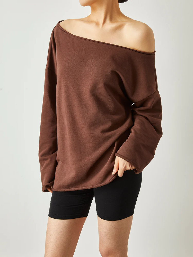 Ravena | Women’s Sweatshirt | Asymmetrical Off Shoulder Solid
