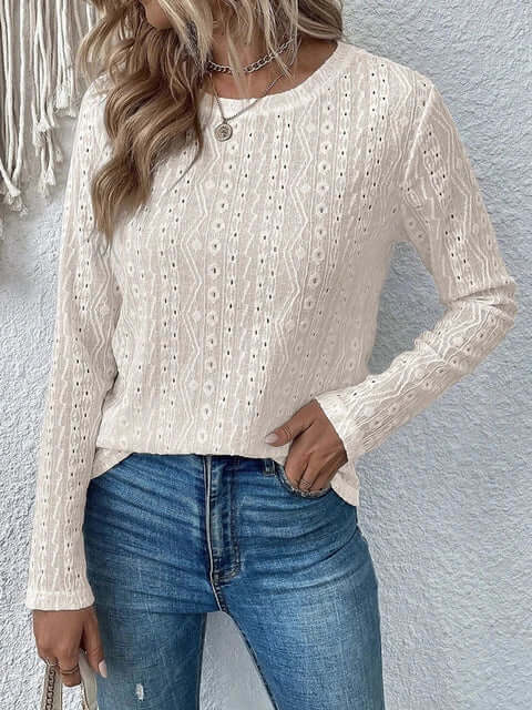 Isadora – Women’s Eyelet Lace Long Sleeve Blouse