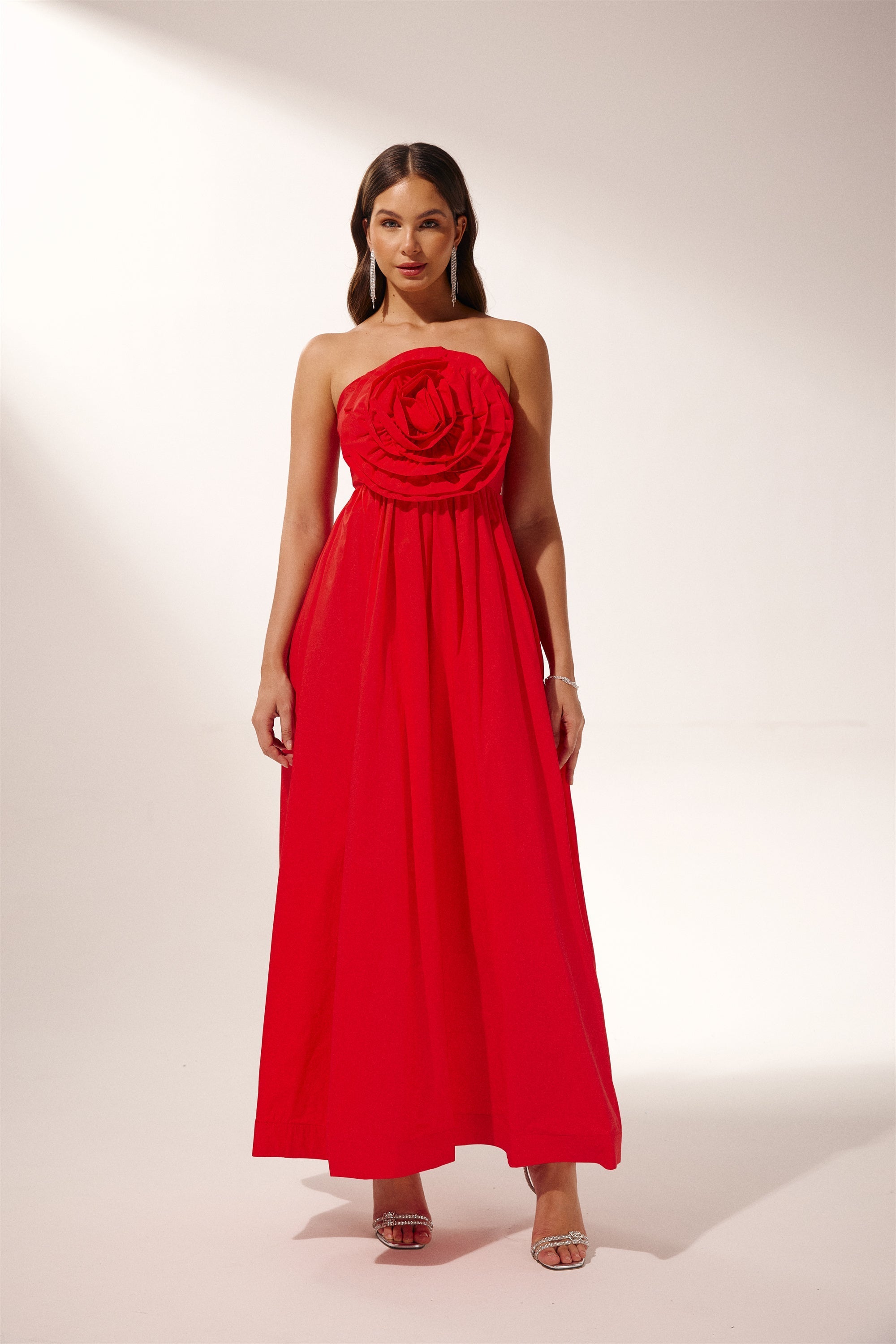 Strapless Rose Maxi Dress | Elegant & Romantic | Perfect for Special Occasions