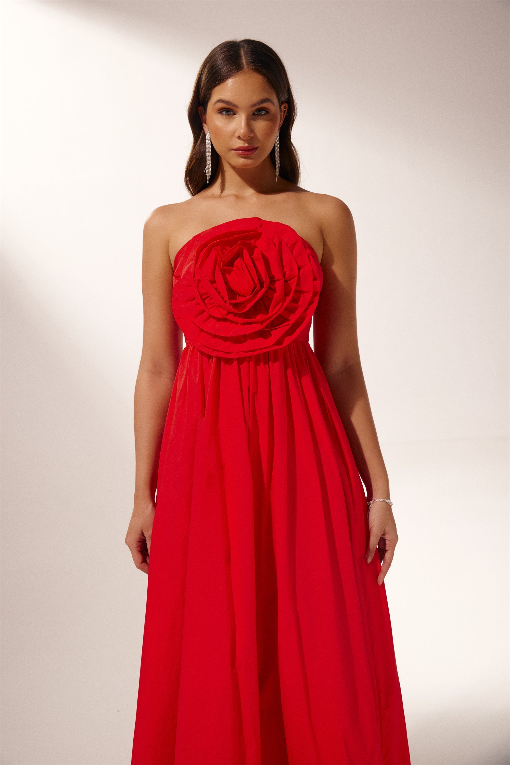 Strapless Rose Maxi Dress | Elegant & Romantic | Perfect for Special Occasions