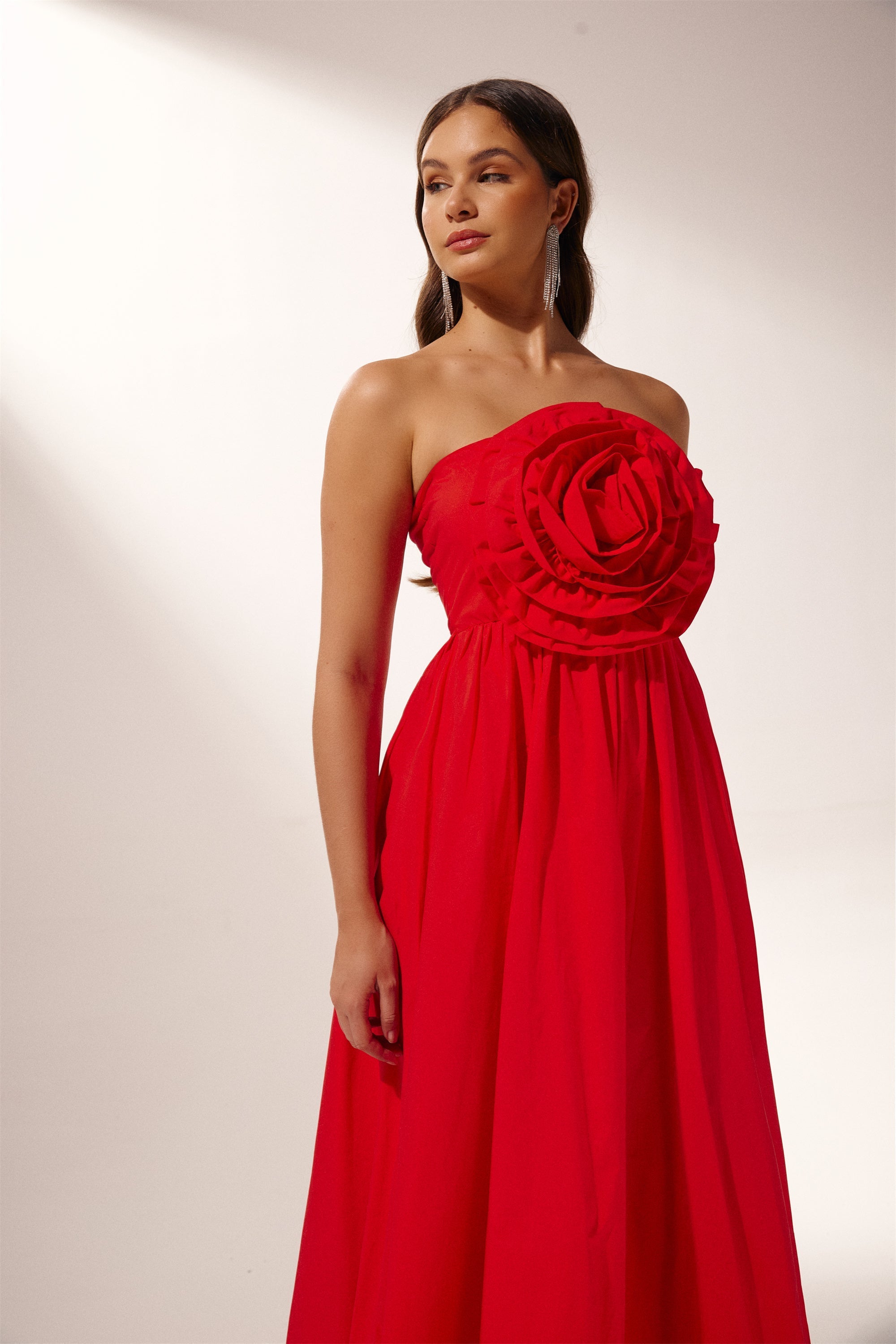 Strapless Rose Maxi Dress | Elegant & Romantic | Perfect for Special Occasions