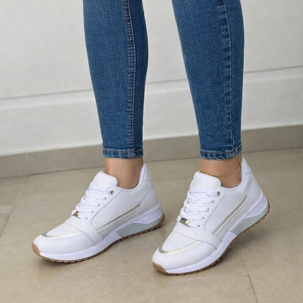 Elenor – Women’s Low Top White Lace Up Trainers