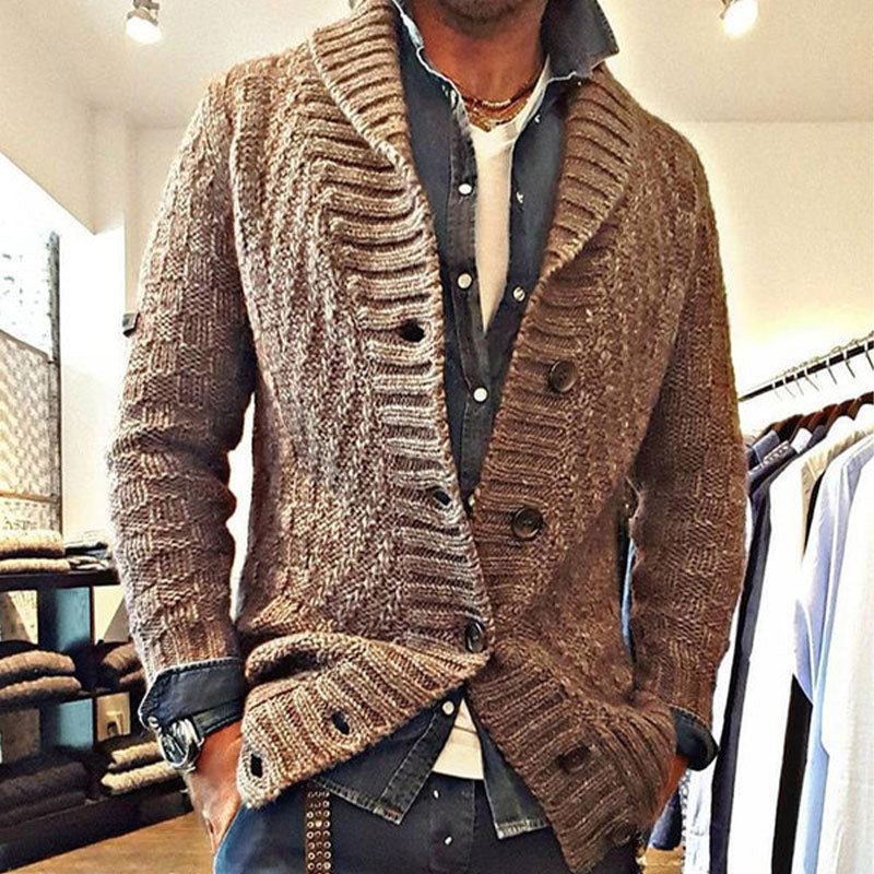 Men's vintage knit jumper | Lapel jacket