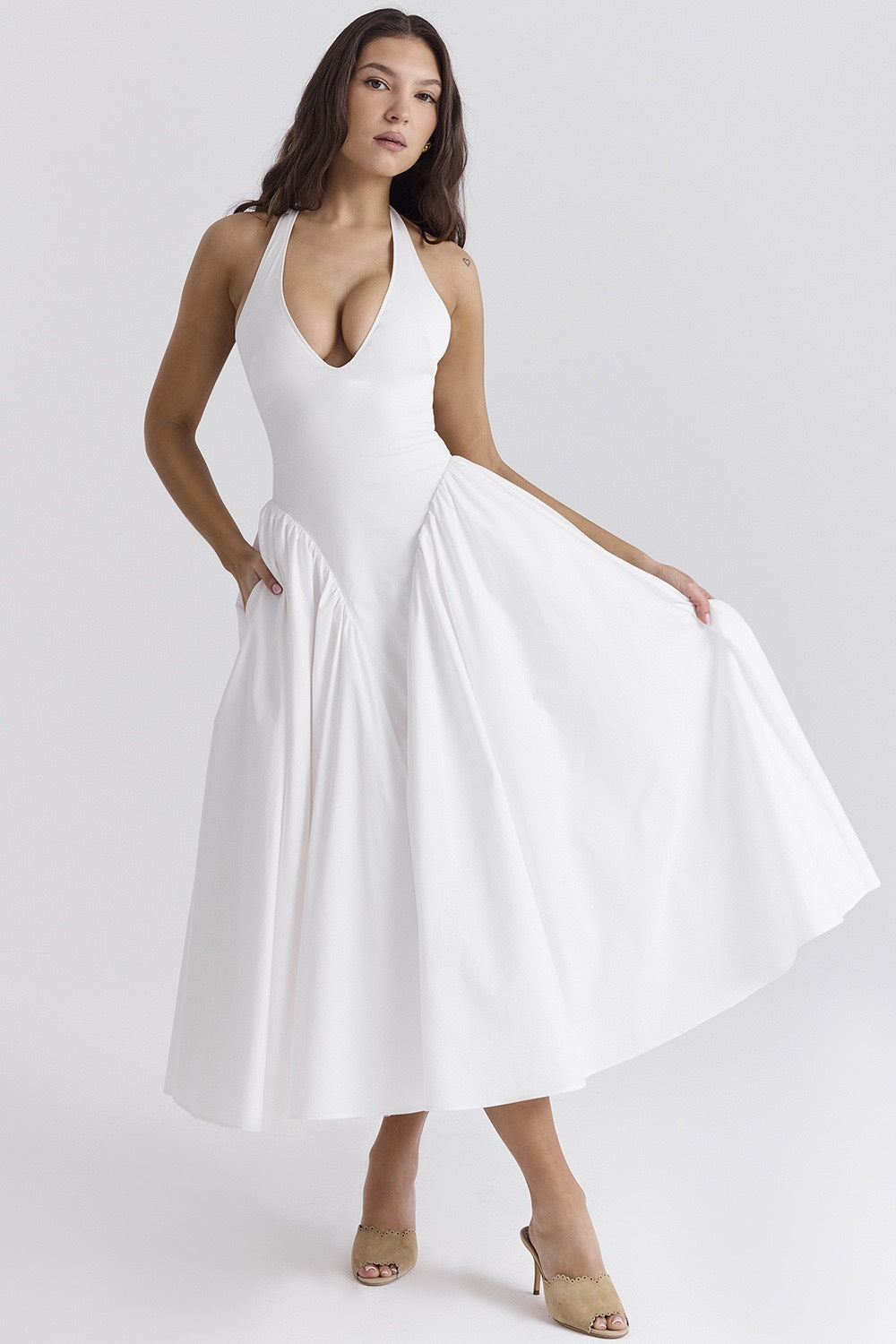 Women’s Halter Midi Dress | Elegant & Flattering | Timeless A-Line Silhouette