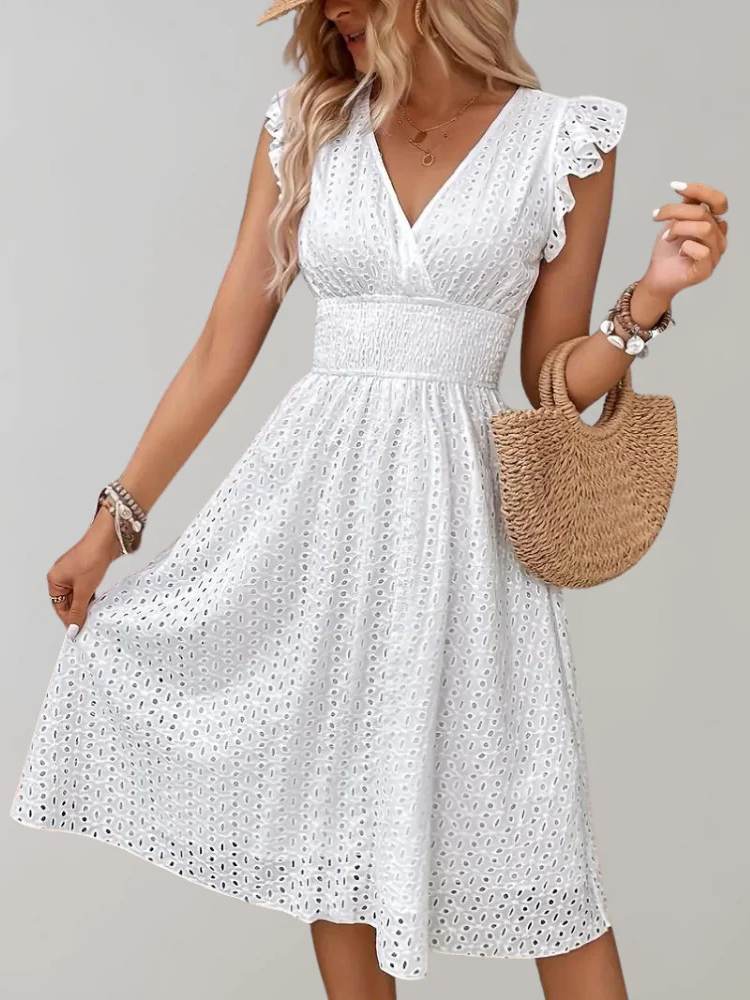 Noki | Women’s Dress | Sleeveless Ruffled Midi Fit