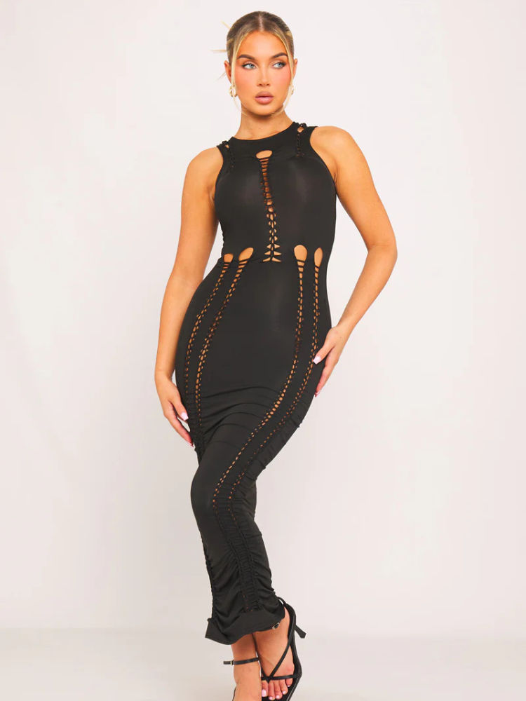 Noemi | Women’s Cut-Out Midaxi Dress | Sleek & Sculptural