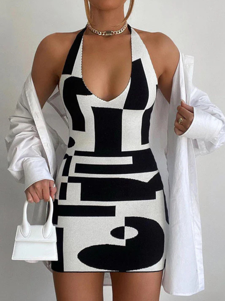 Zuri | Women’s Knit Halterneck Mini Dress | Bold & Backless