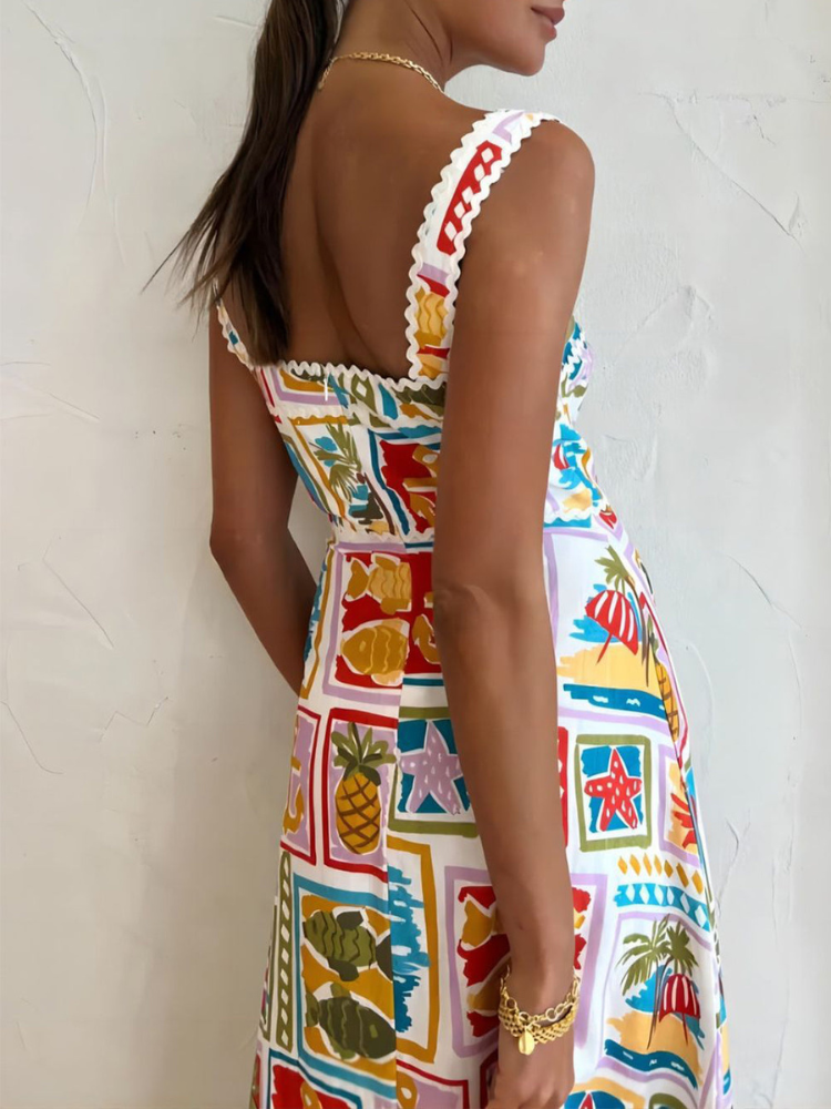 Reina | Women’s Graffiti Print Dress | Strap Tube Top Maxi