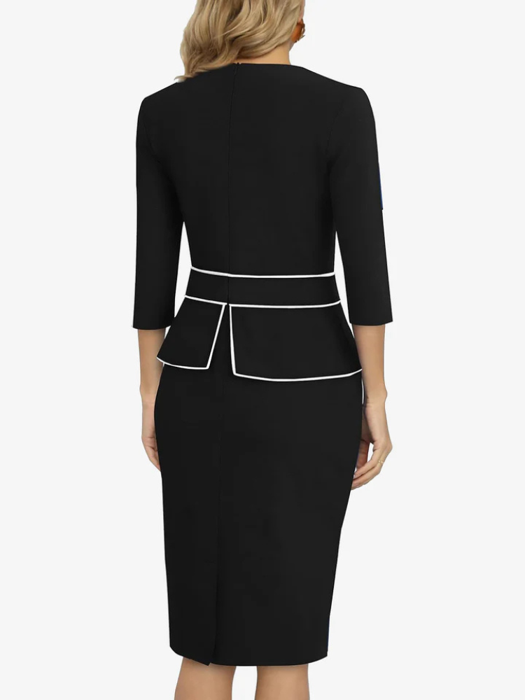 Celina | Women’s Midi Dress | Round Neck 3/4 Sleeve Sheath