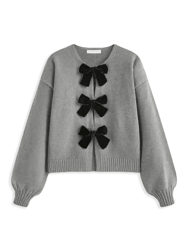 Annelise | Women’s Sweater | Velvet Bow Lantern Sleeve