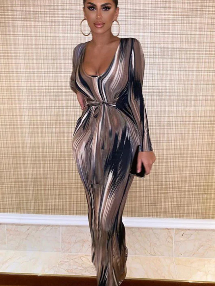 Naomi | Women's Printed Maxi Dress | Tie Front
