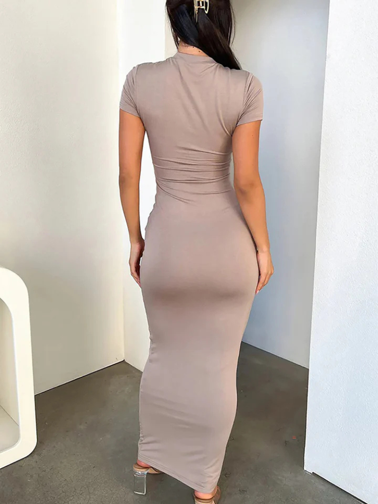 Selina | Women’s Maxi Dress | Solid Color Short Sleeve Bodycon