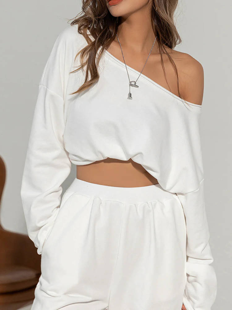Ravena | Women’s Sweatshirt | Asymmetrical Off Shoulder Solid