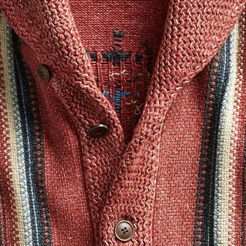 Men's vintage knit jumper | Jacquard lapels