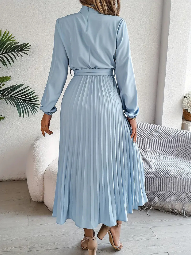 Caitlin | Women’s Dress | Stand-Up Collar Pleated Waist Fit