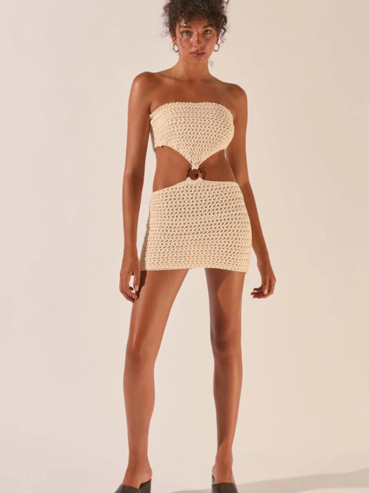 Naya | Women’s Crochet Mini Dress | Strapless & Cut-Out