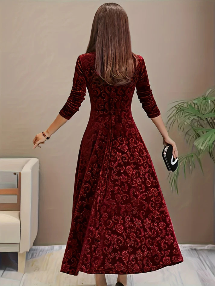 Vivienne | Women’s Velvet Formal Dress | Floral & Sophisticated