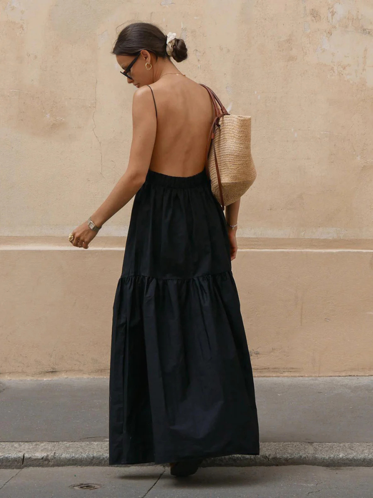 Valetta | Women’s Long Dress | Solid Backless Elegant