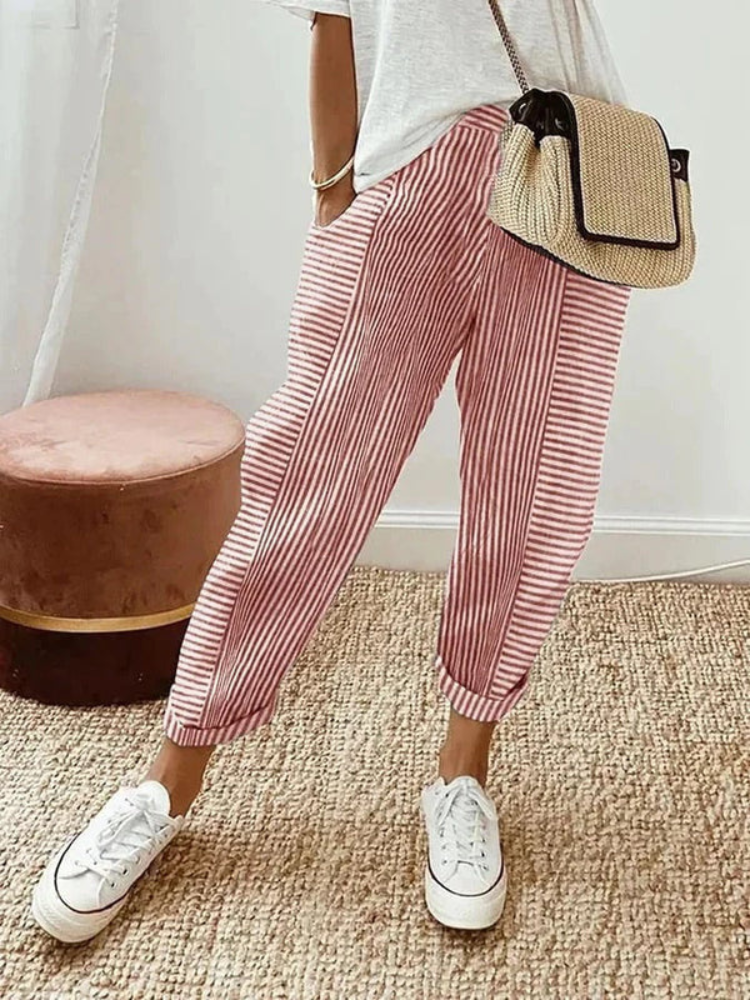 Nina | Women’s Relax Pants | Striped Cotton