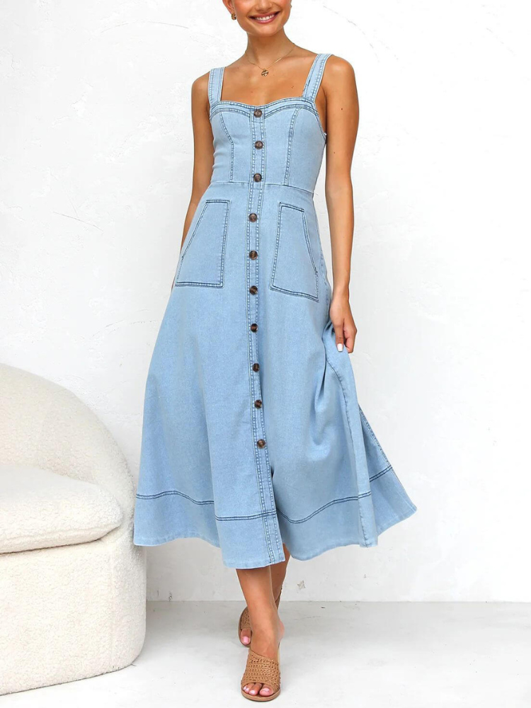 Daphne | Women’s Denim Dress | Mid-Length Adjustable