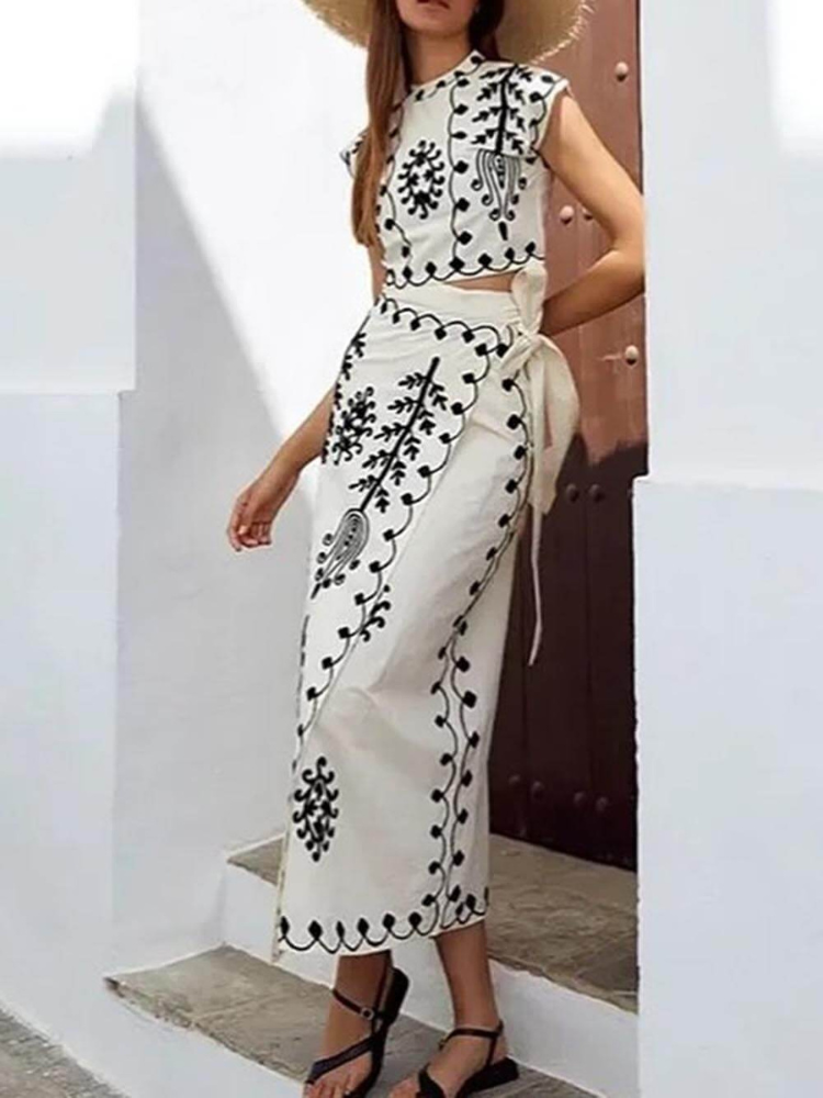 Zaria | Women’s Boho Set | Ethnic Print & Wrap Style