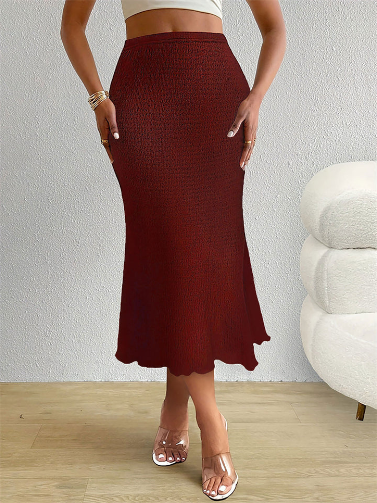Meliora | Women’s Midi Dress | Textured Fishtail Bodycon Solid Color