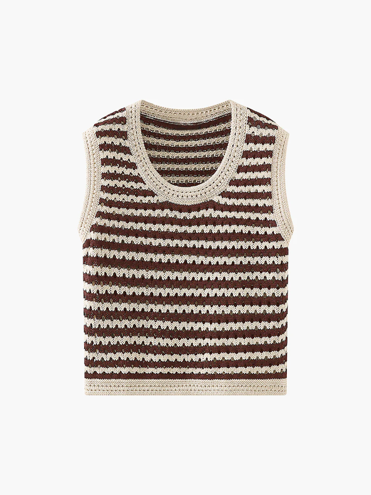 Ines | Women’s Sweater Vest | Stripe Crochet Classy Knit