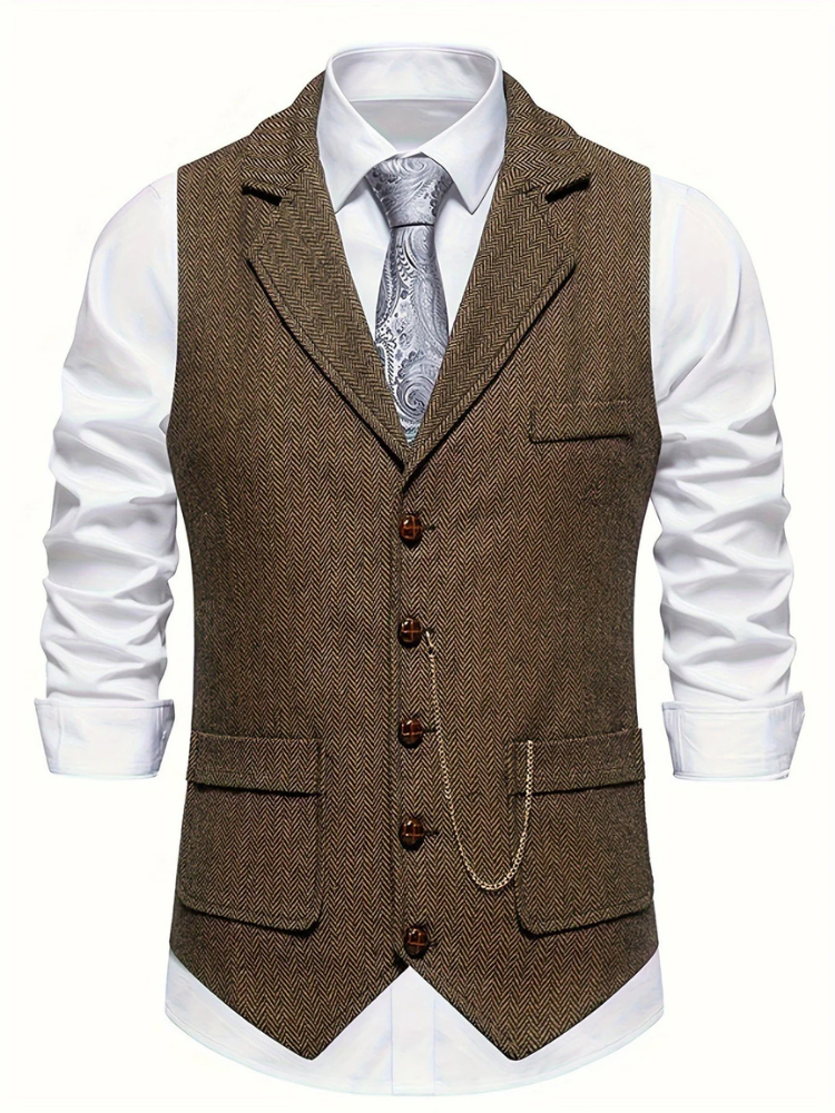 Lennard | Men’s Herringbone Vest | Classic Fit