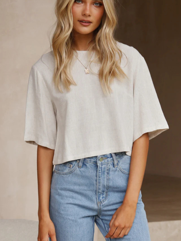Alaina | Women’s Top | Natural Linen-Blend Tailored Fit