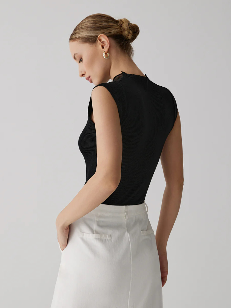 Nyra | Women’s Top | Mesh Patchwork Sleeveless Fitted