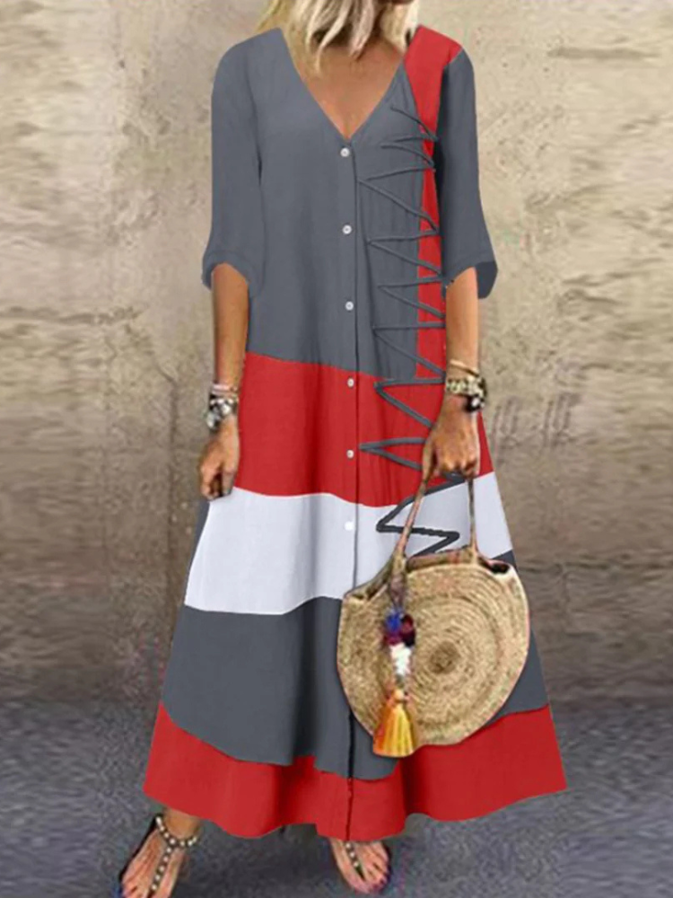 Viola | Women’s Dress | Modest Striped Summer Midi