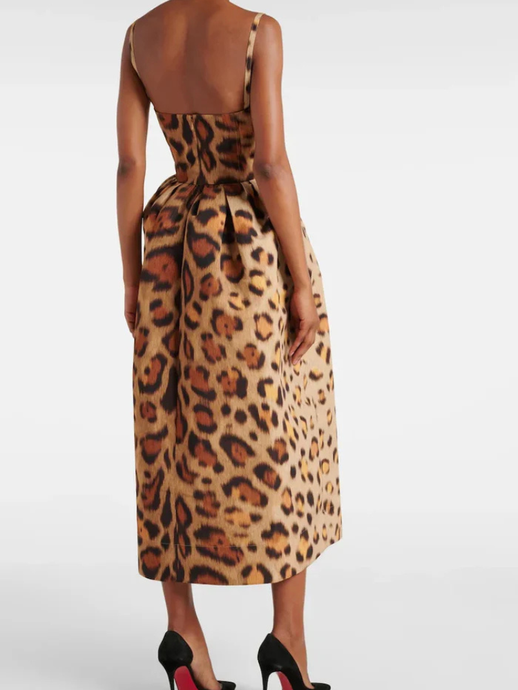 Raya | Women’s Animal-Print Midi Dress | Bustier & Bold