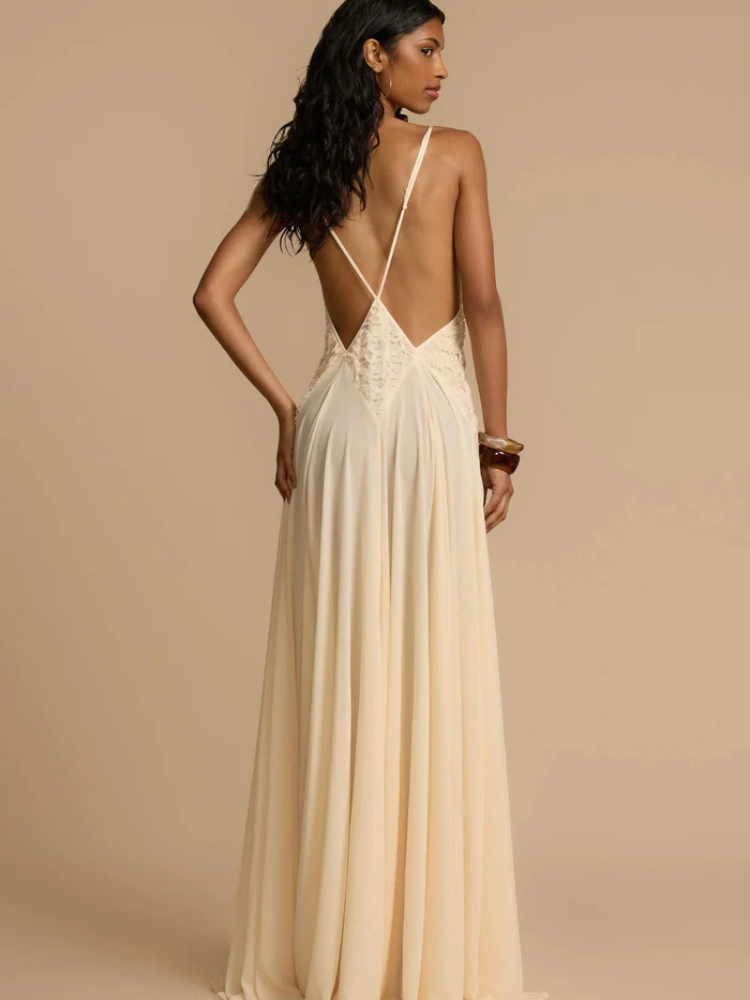 Lyra | Women’s Plunging Maxi Dress | Flowing