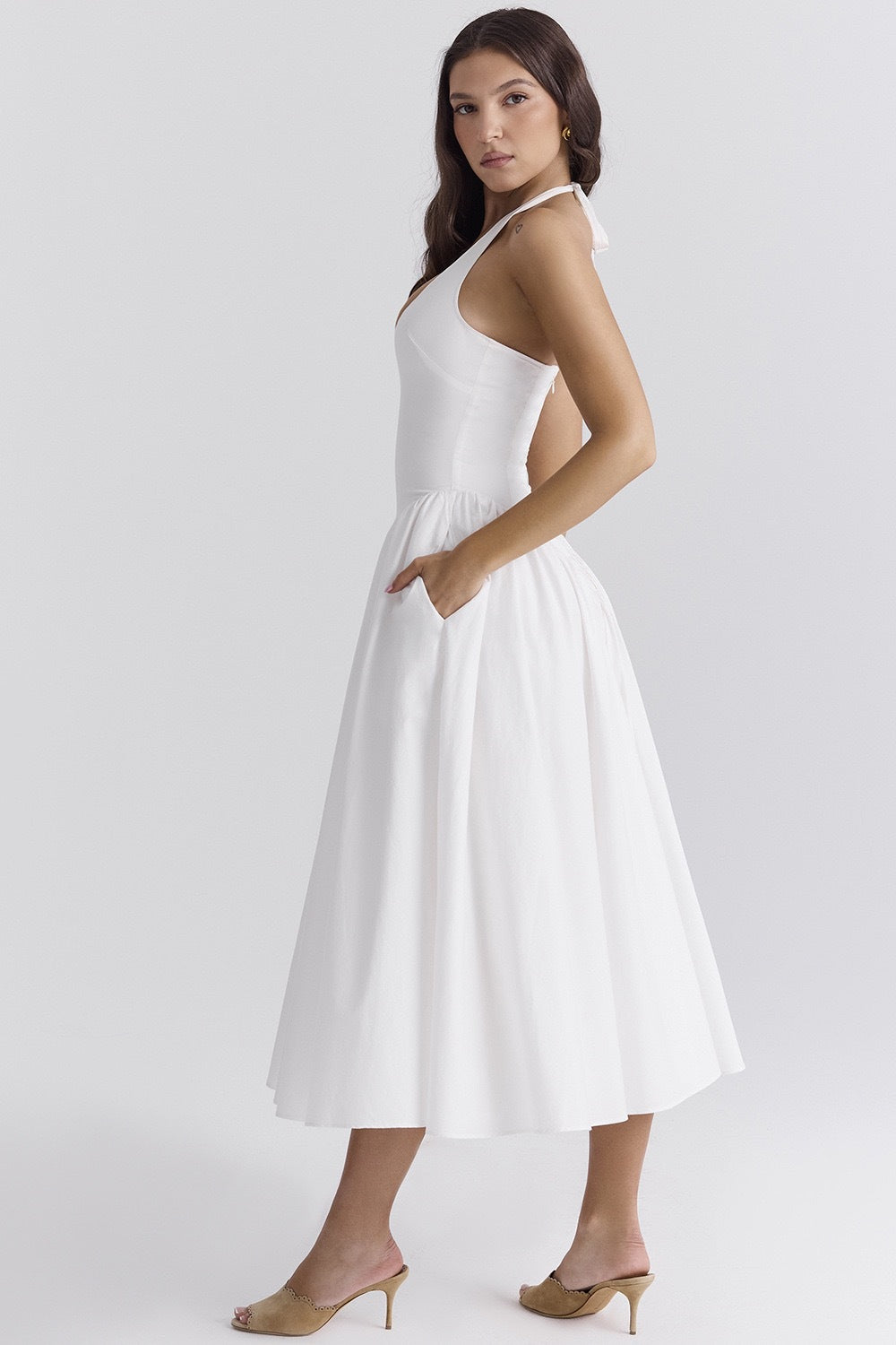 Women’s Halter Midi Dress | Elegant & Flattering | Timeless A-Line Silhouette