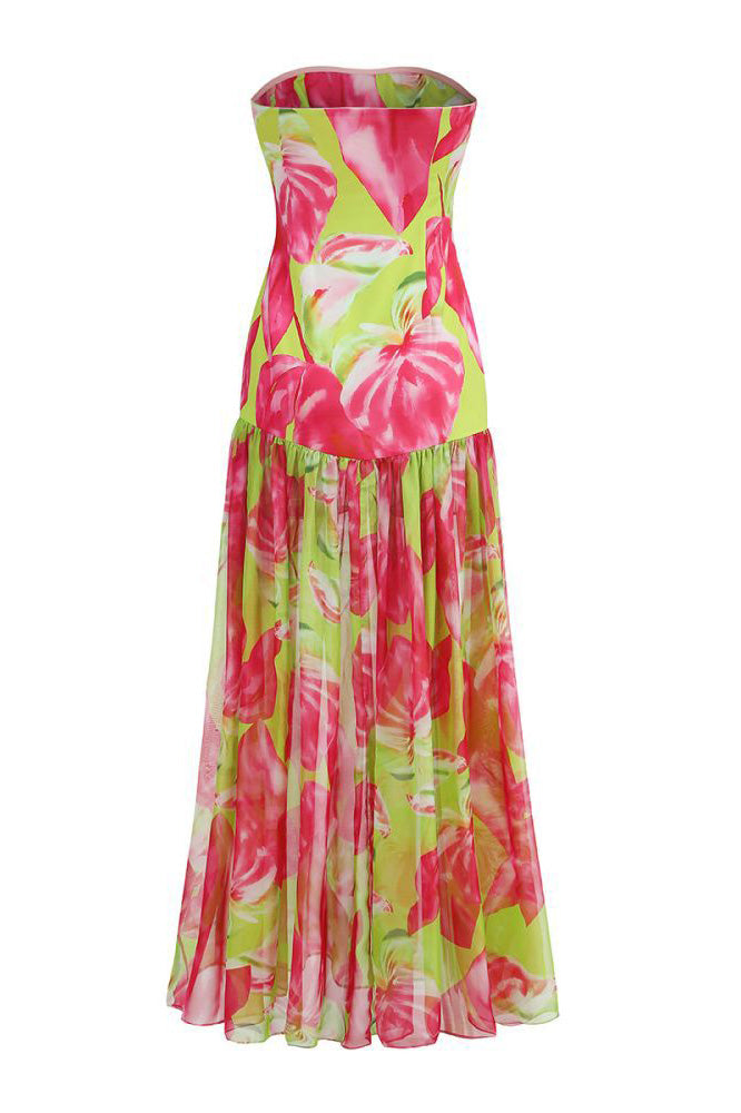 Strapless Floral Maxi Dress | Bold | Elegant and Flowing