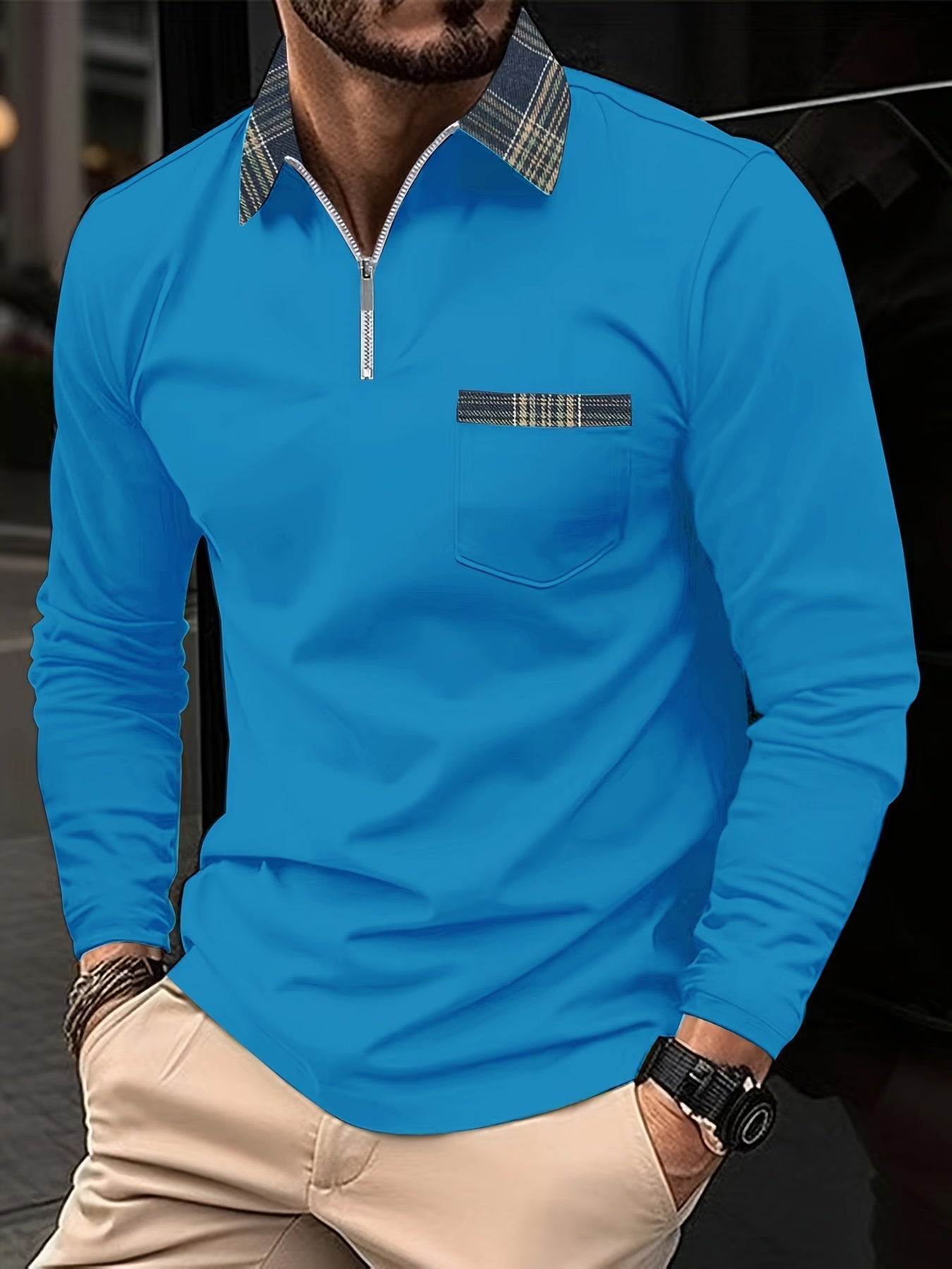 Emeric – Long Sleeve Polo Shirt with Zip Collar