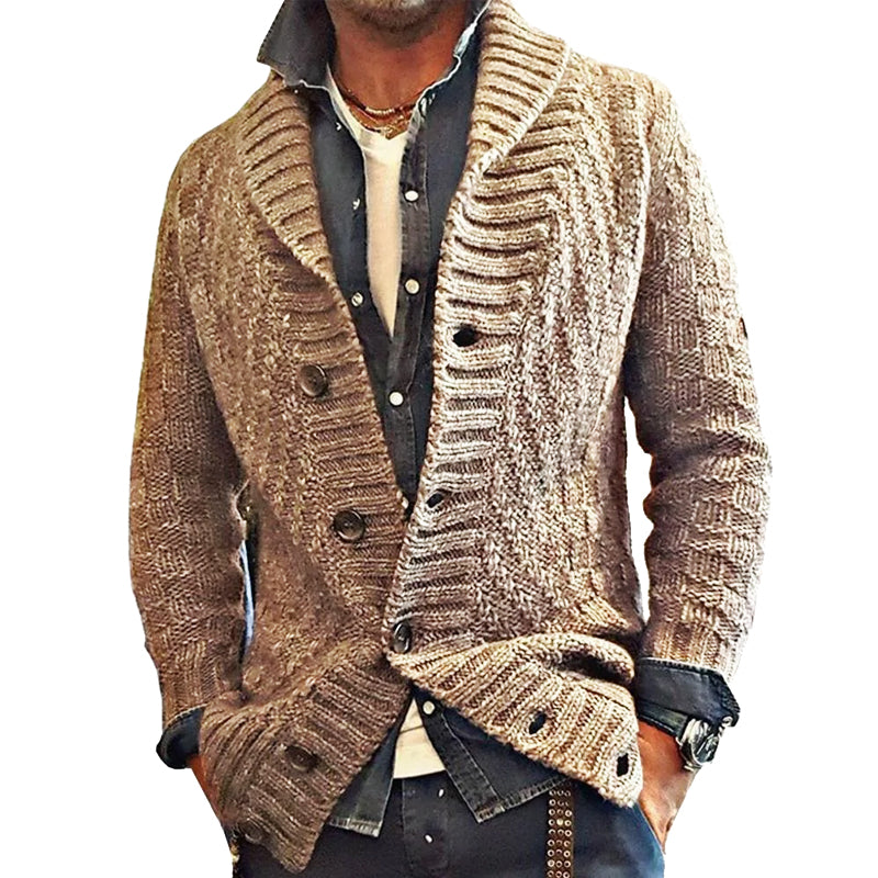 Men's vintage knit jumper | Lapel jacket