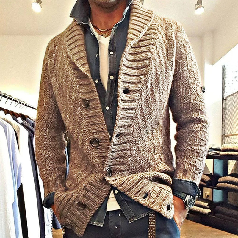 Men's vintage knit jumper | Lapel jacket