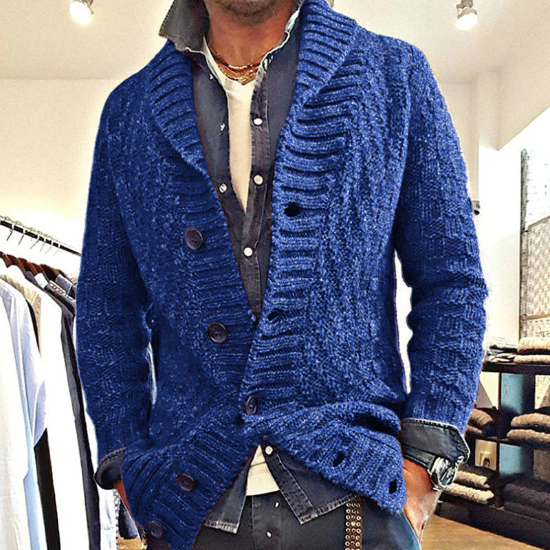 Men's vintage knit jumper | Lapel jacket
