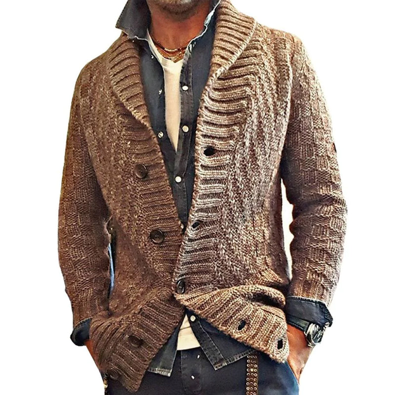 Men's vintage knit jumper | Lapel jacket
