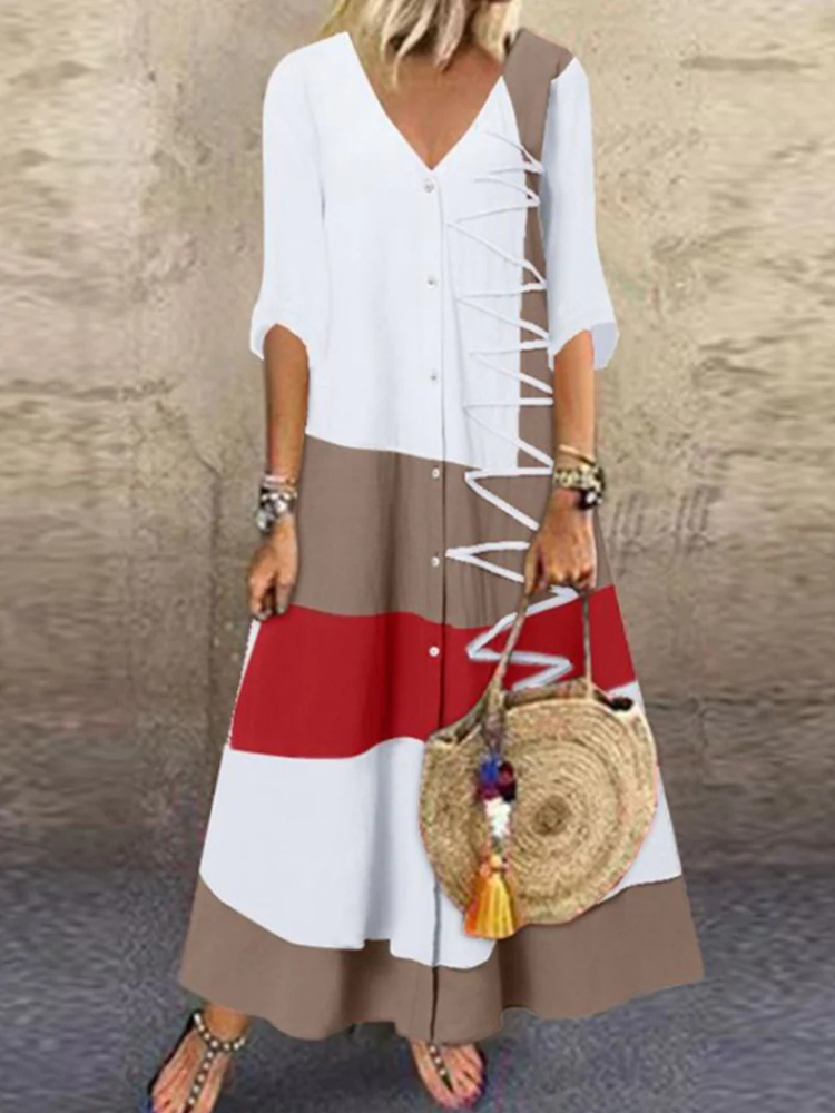 Viola | Women’s Dress | Modest Striped Summer Midi