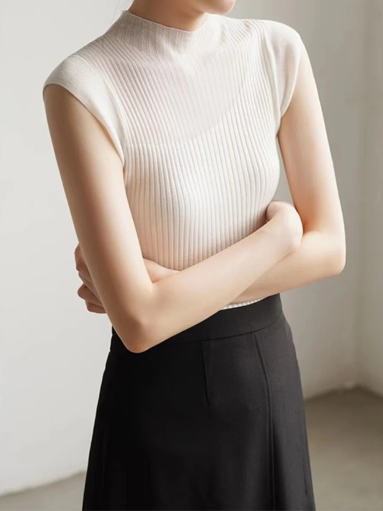 Nyra | Women’s Top | Mesh Patchwork Sleeveless Fitted