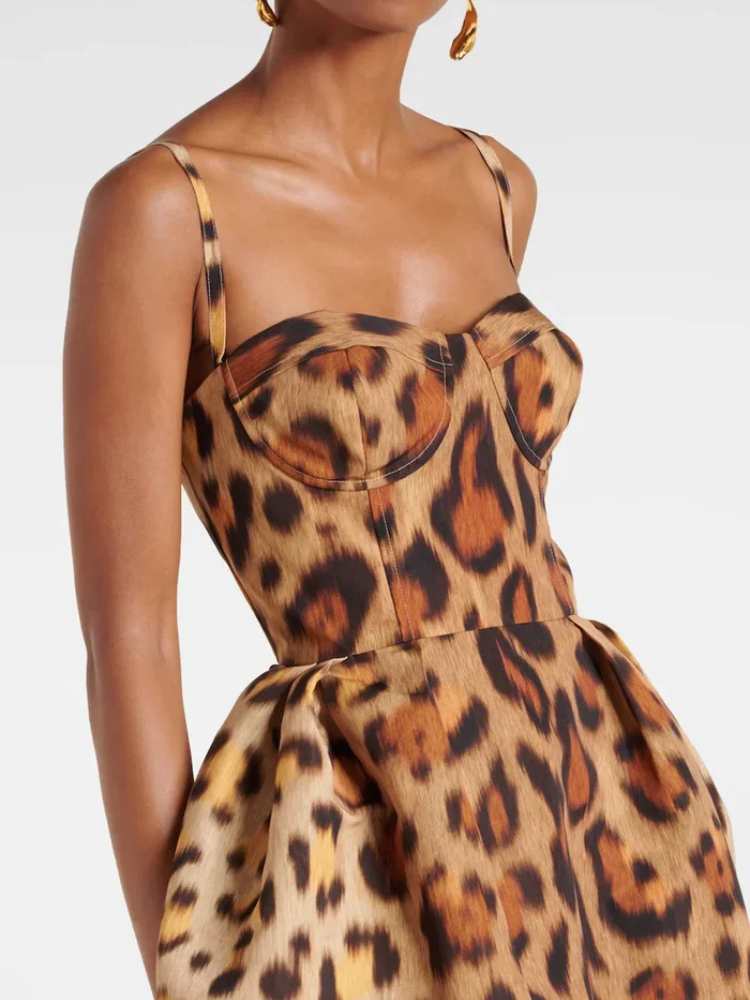 Raya | Women’s Animal-Print Midi Dress | Bustier & Bold