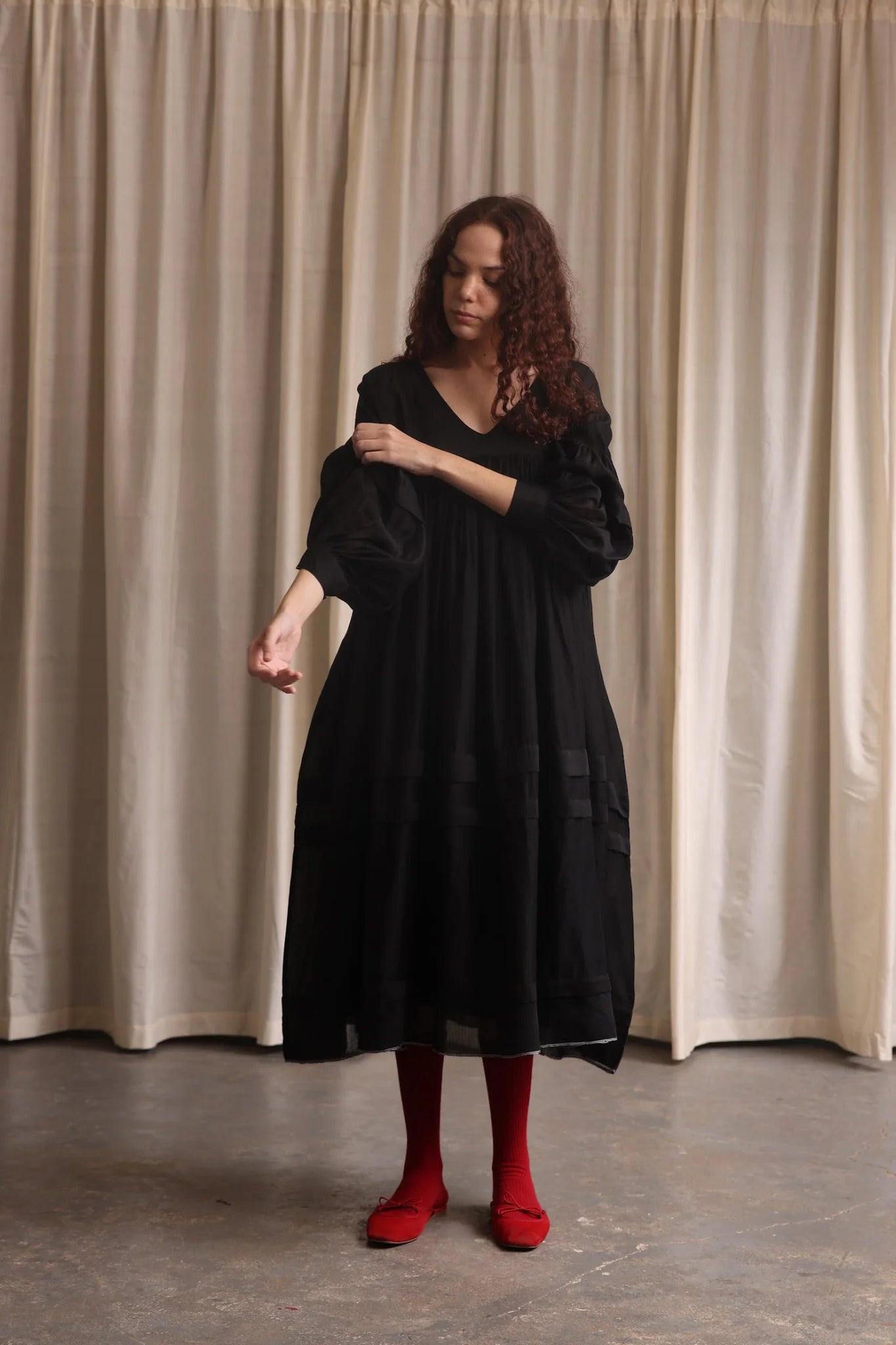 Oversized Black Midi Dress | Flowing & Elegant | Artistic Statement