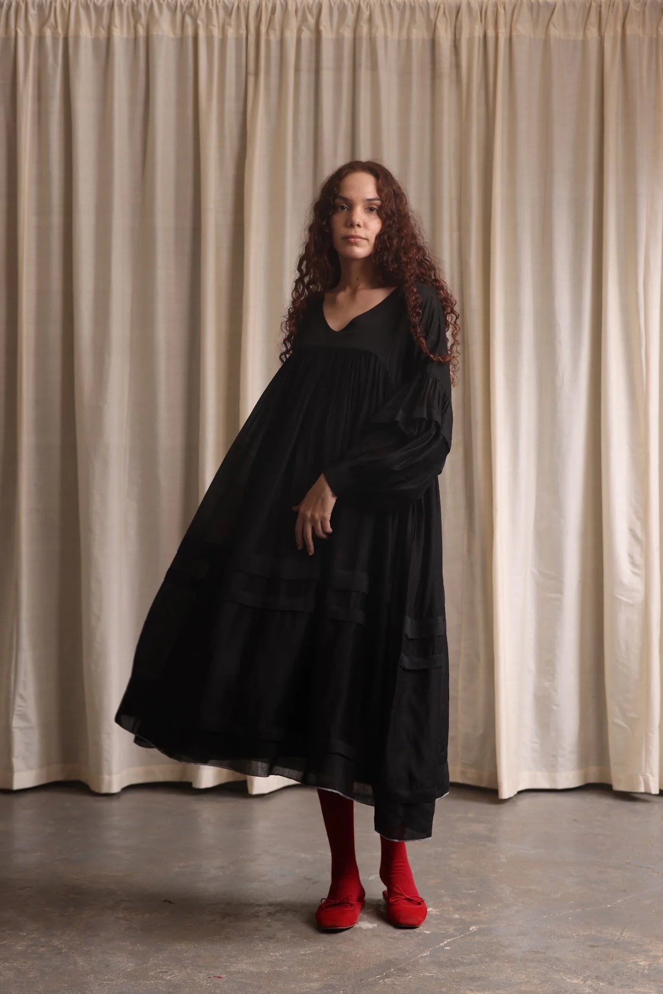 Oversized Black Midi Dress | Flowing & Elegant | Artistic Statement